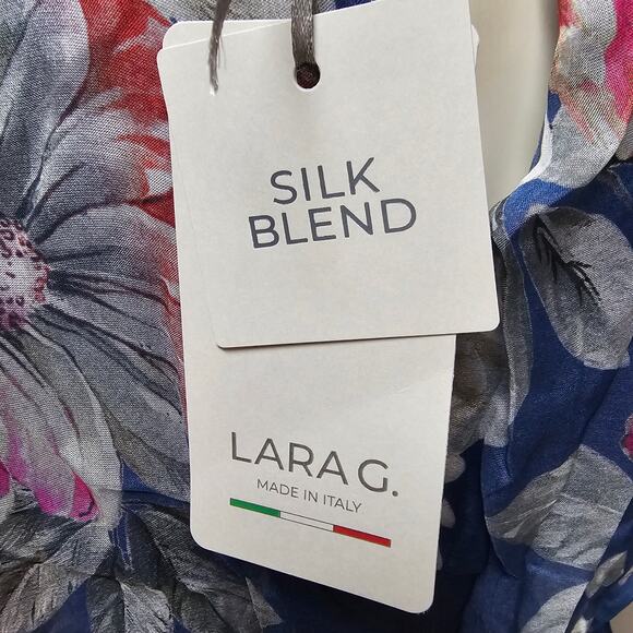 NWT Lara G by Lara Guidotti  Silk Blend Denim Floral Maxi Dress Size Large - Picture 7 of 11